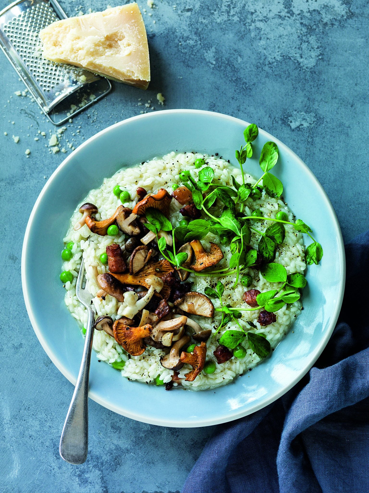 Risotto with Pancetta, Peas & Mushrooms