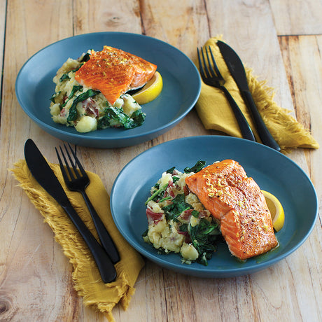 Salmon with Red Potatoes and Spinach