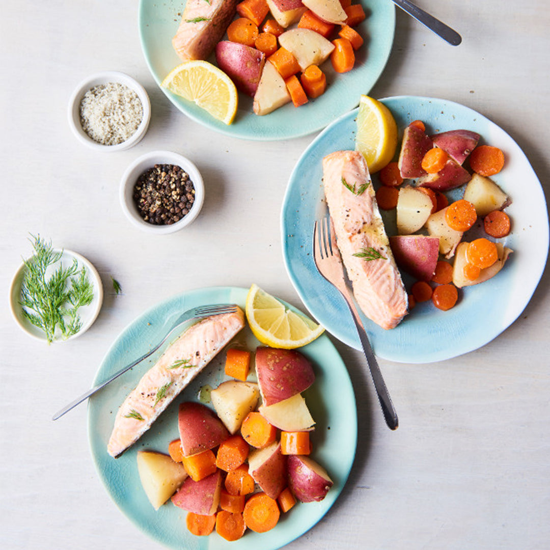 Salmon And Vegetables With Lemon-Butter Sauce