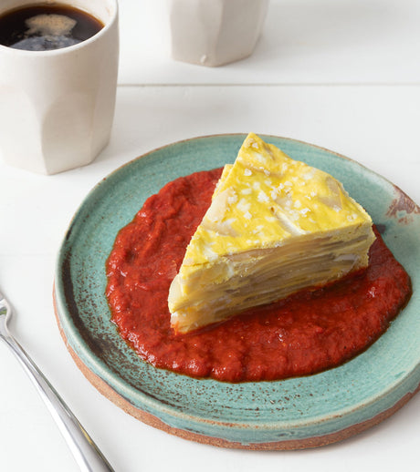 Spanish Tortilla with Red Bell Pepper Sauce
