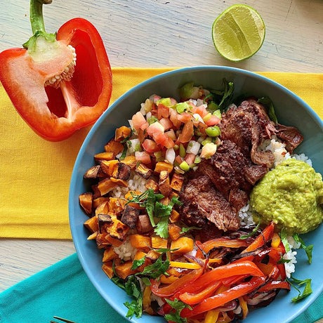 Steak and Guacamole Rice Bowls