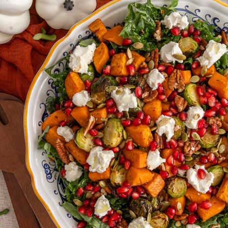 Sweet Potato & Brussels Sprouts Kale Fall Salad