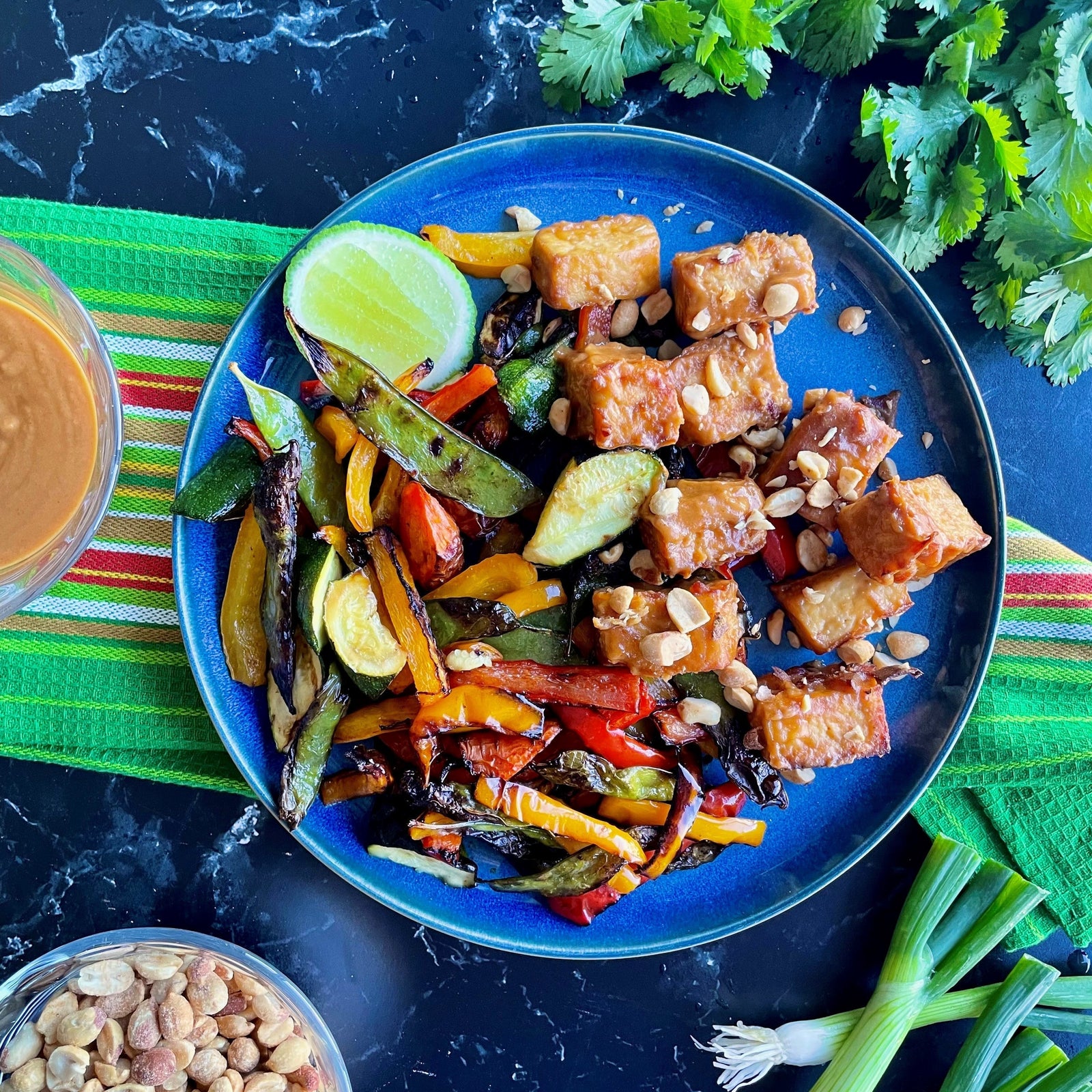 Thai Peanut Tofu with Stir-Fried Veggies