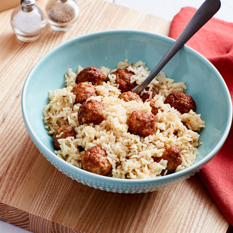 Turkey Meatballs with Buttery Rice Pilaf