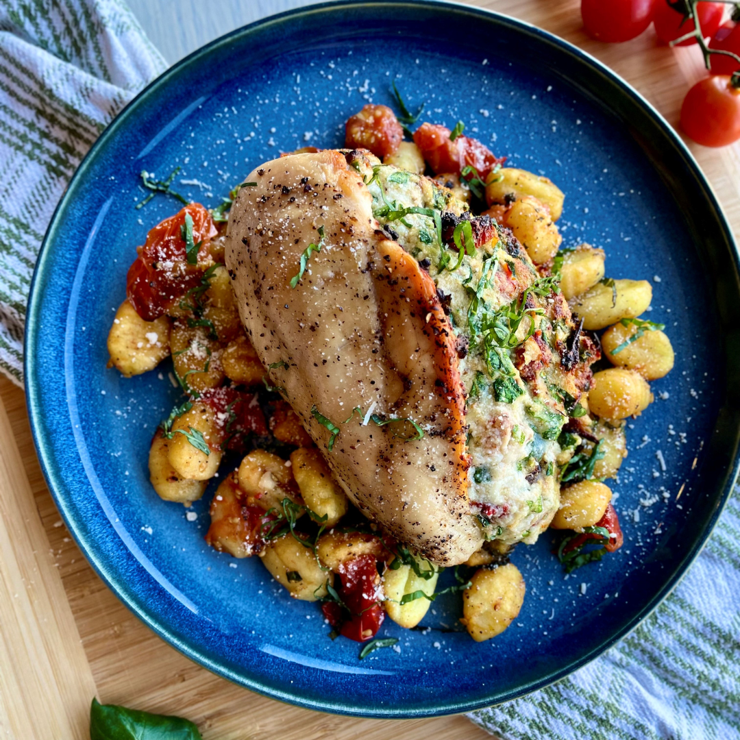 Tuscan-Stuffed Chicken with Air-Fried Gnocchi