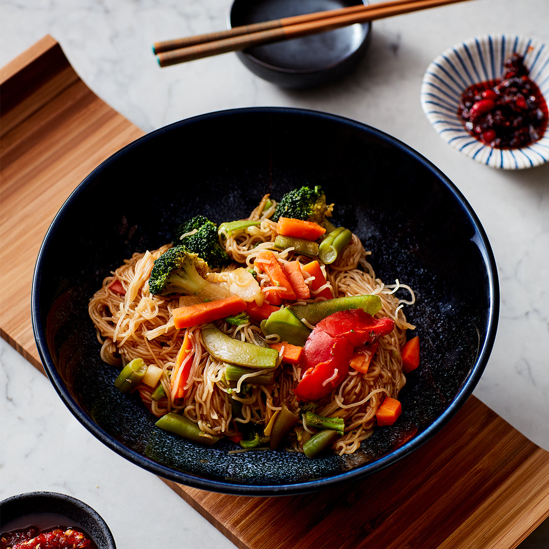 Vegetable Lo Mein with Rice Vermicelli Instant Pot