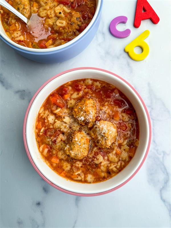 Alphabet Soup with Meatballs