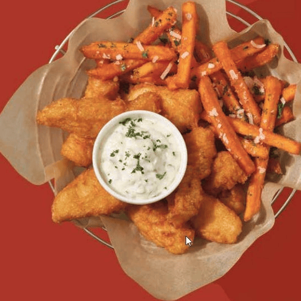 Parmesan Sweet Potato Fries & Crispy Fish