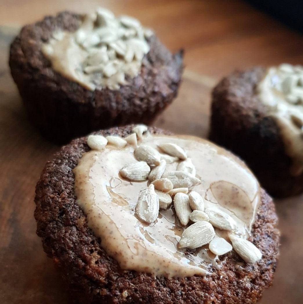 Linseed, banana and berry cupcakes