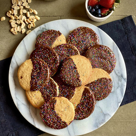 Chocolate-dipped Peanut Butter Shortbread Cookies