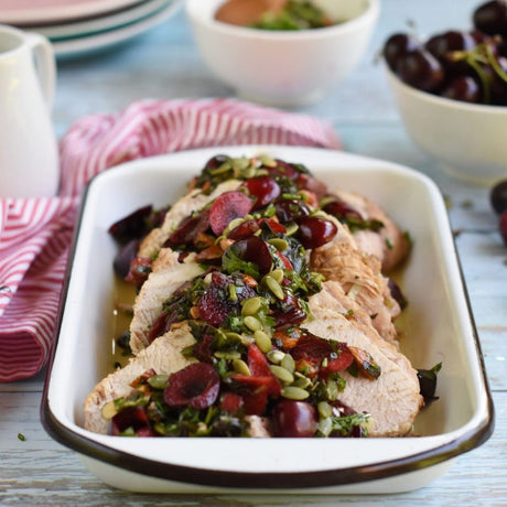 Turkey with Green Sauce and Cherries