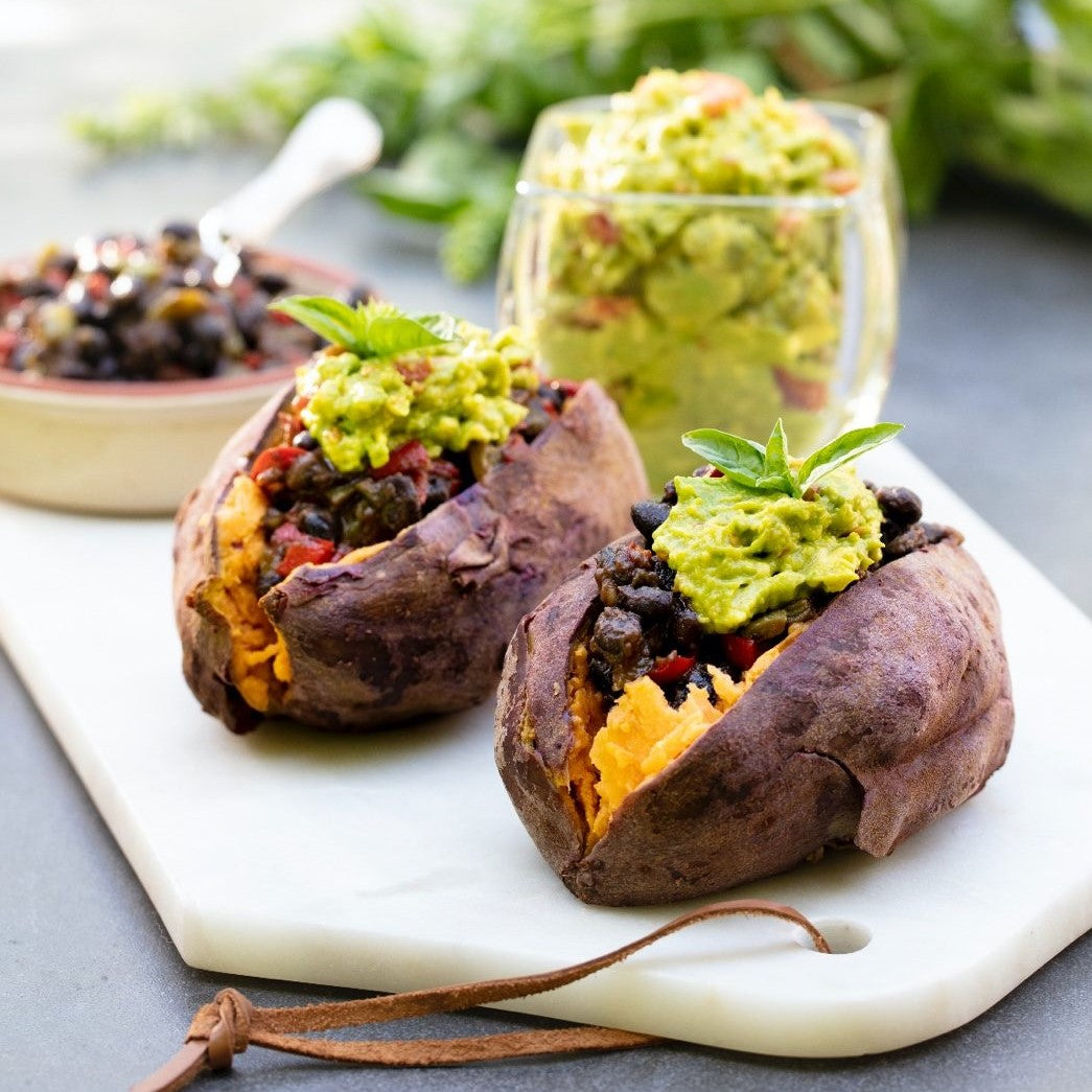 Black Bean Chili-Stuffed Sweet Potato