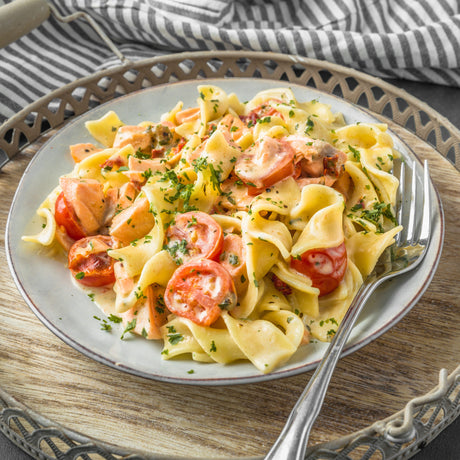 Tagliatelle with Smoked Salmon and Cherry Tomatoes