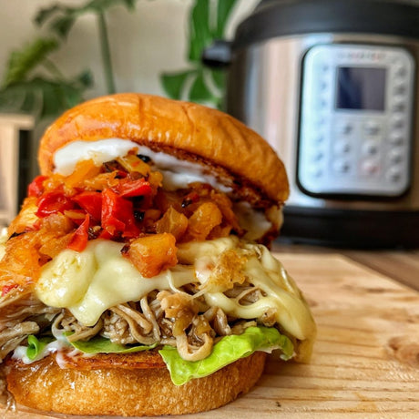 Shredded Chicken Teriyaki Sandwich with Pineapple and Paprika