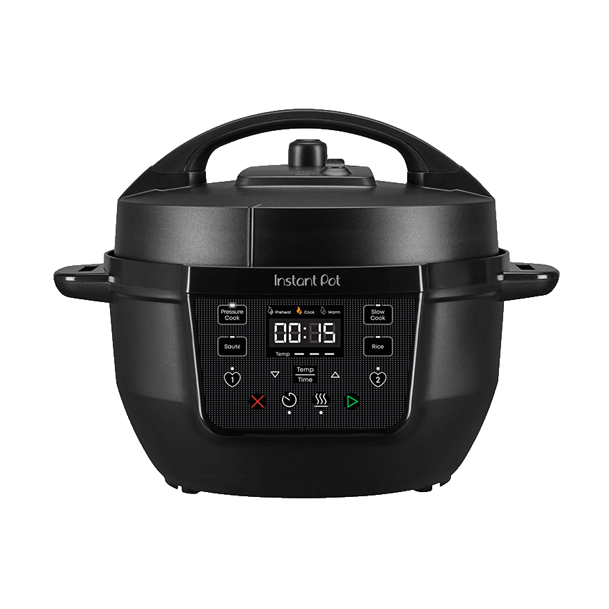 Animated GIF showcasing the front panels of the Black and Daydream Instant Pot®  RIO™  Mini Chef Series Multi-Cookers. 