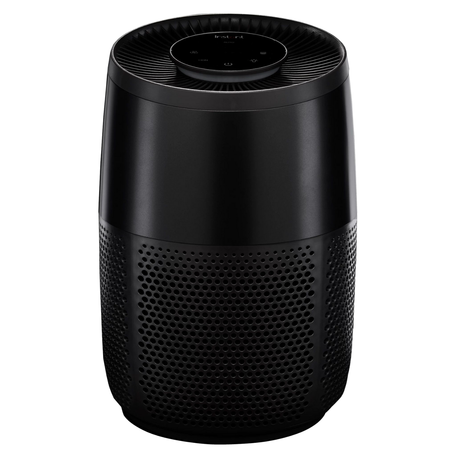 Instant Pot® Small Air Purifier in a charcoal finish with a modern cylindrical shape. Features a perforated lower body for air intake and a black digital control panel on top.