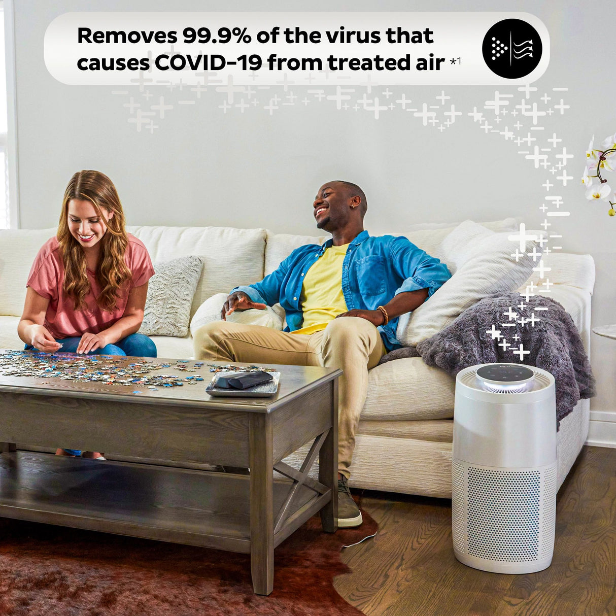  Instant Air Purifier, Large, Pearl in livingroom