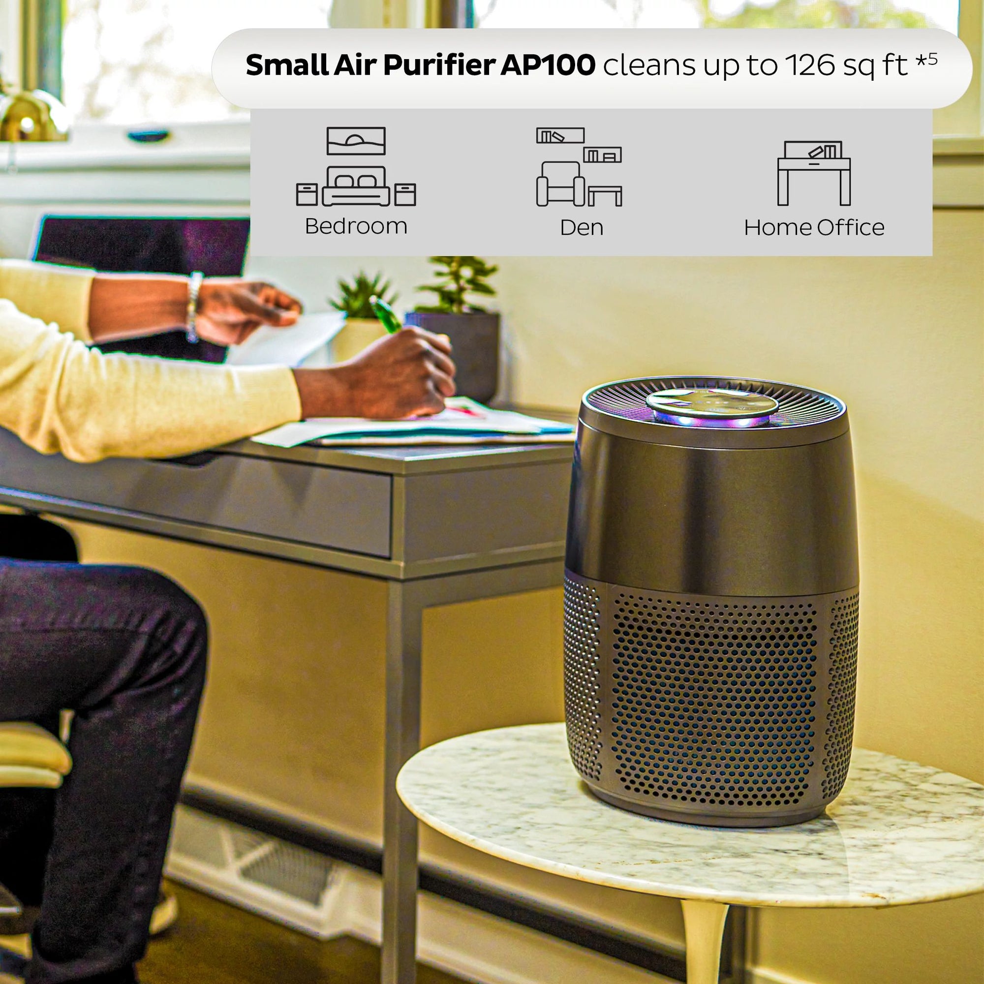  Small Black Instant Air Purifier being used in the office