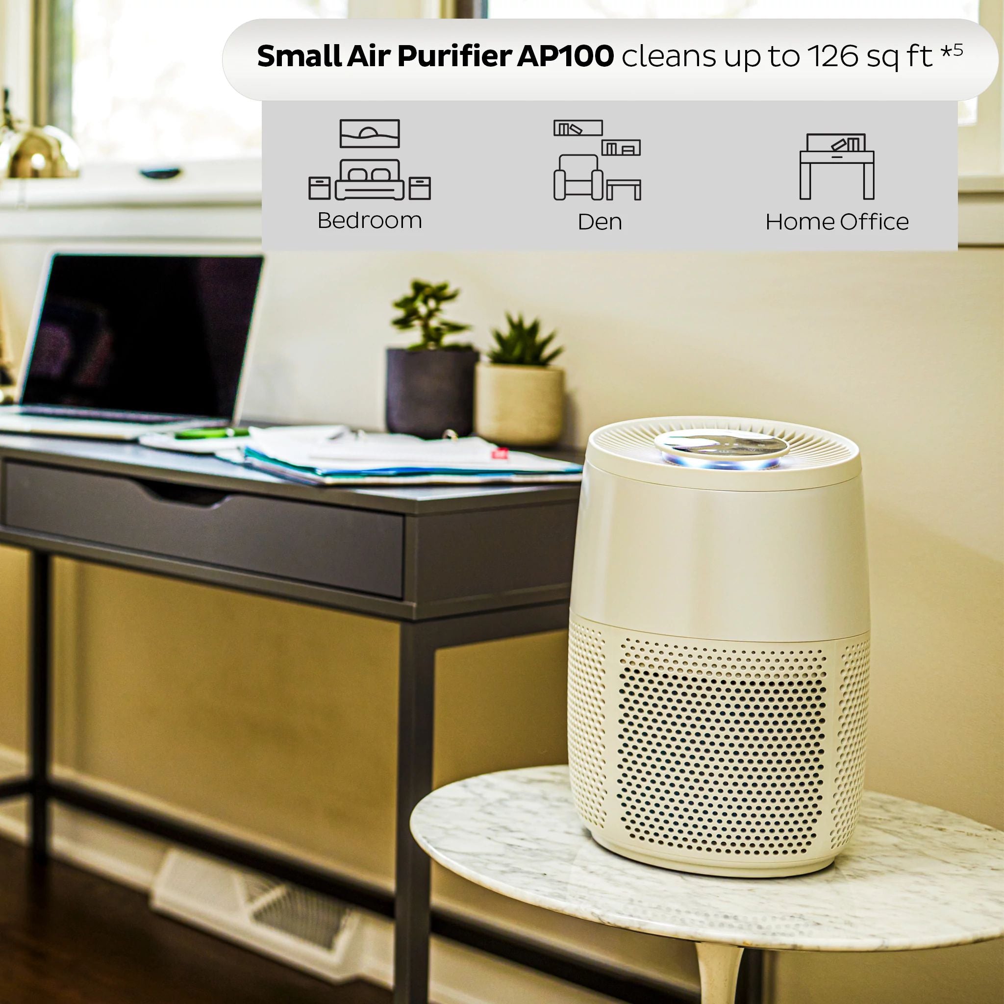  Small Pearl White Instant Air Purifier used in an office 