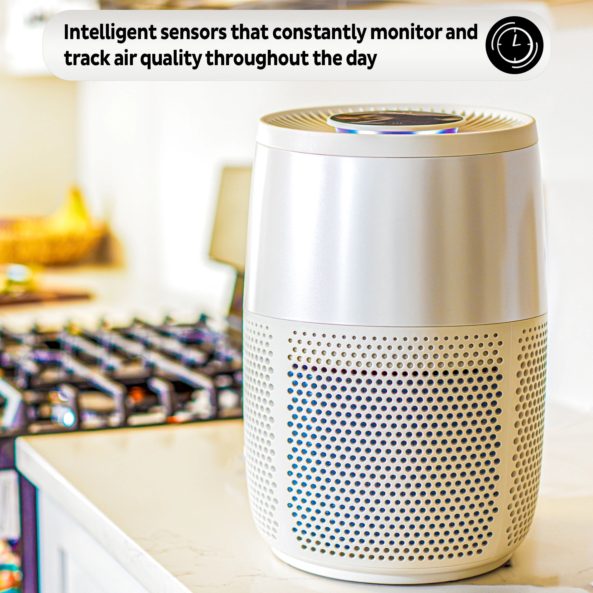  Small Pearl Air Purifer shown on a counter top
