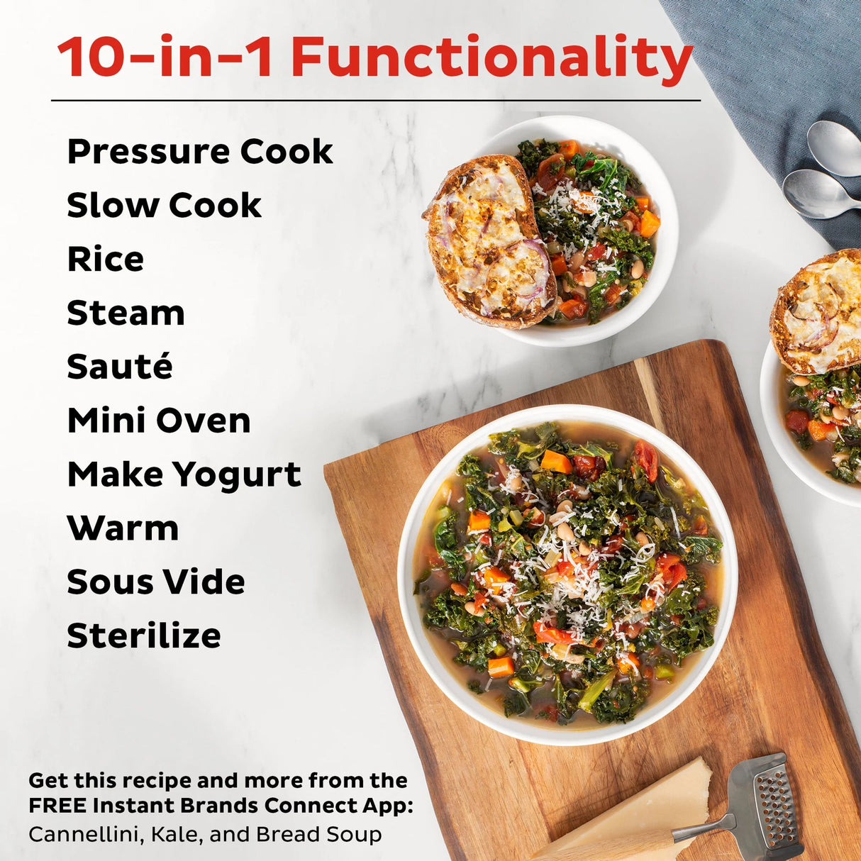  Instant Pot® Pro Multi-Use 6-qt Pressure Cooker with text 10 in 1 Functionality