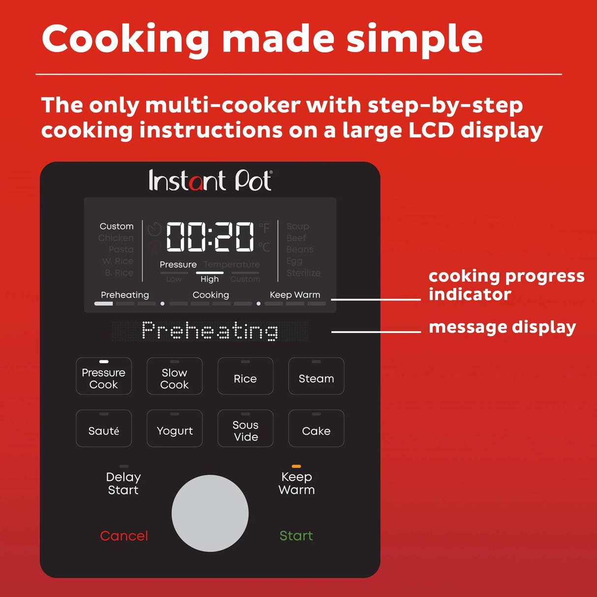  Instant Pot® Duo™ Plus 8-quart Multi-Use Pressure Cooker front panel with text cooking made simple