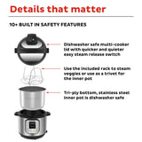  Instant Pot Duo 6-qt Multi-Use Pressure Cooker with text Details that matter, 10 plus built-in safety features