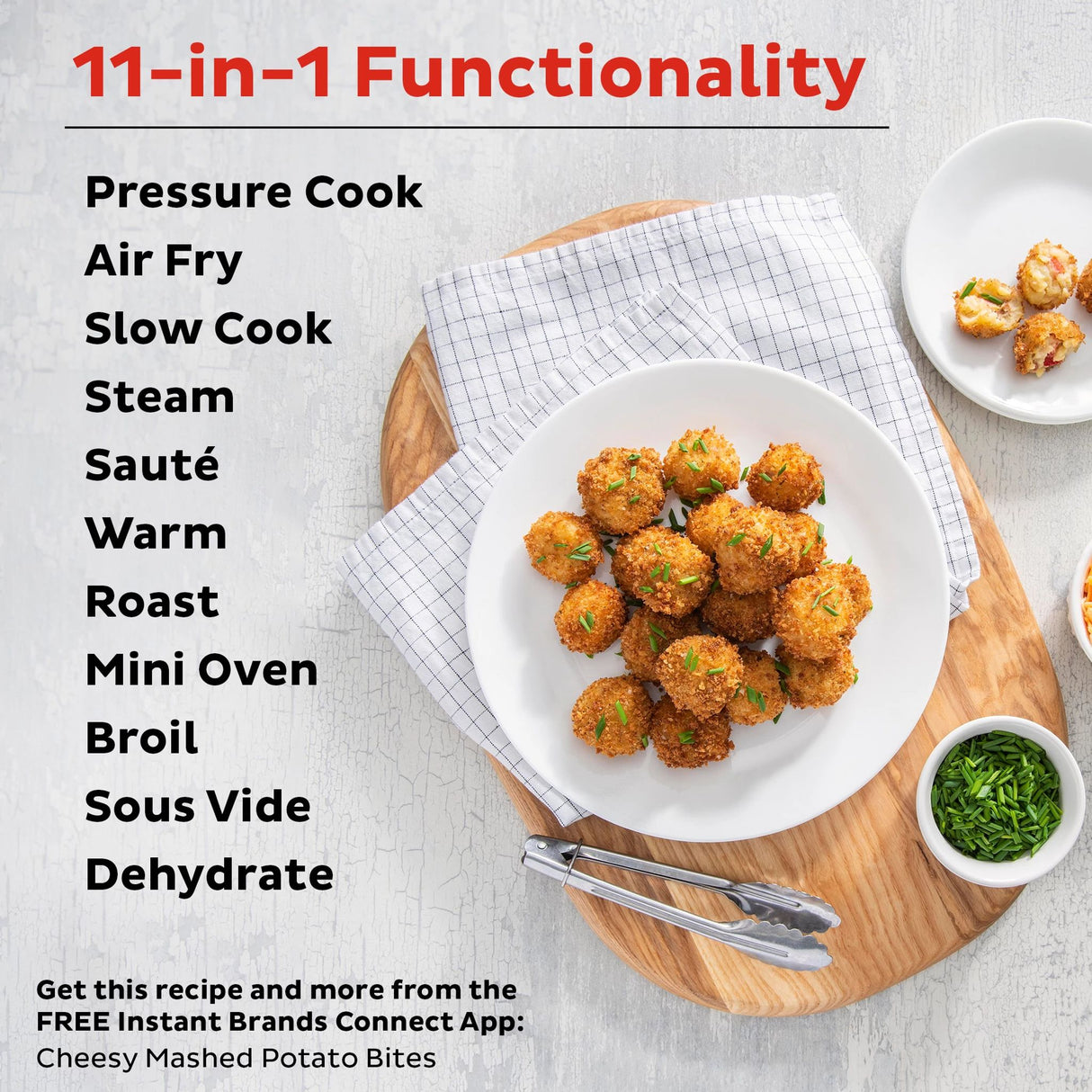  Instant Pot® Pro™ Crisp &amp; Air Fryer 8-qt Multi-Use Pressure Cooker &amp; Air Fryer with text 11 in 1 Functionality