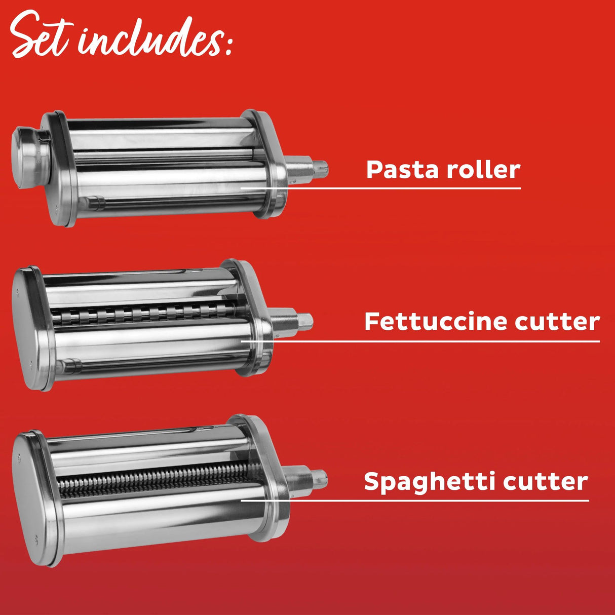  Instant® Pasta Accessory parts text set includes pasta roller, spaghetti cutter &amp; fettuccine cutter