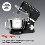  Instant 6.3-quart Black Stand Mixer with text big capacity 6.3-qt bowl