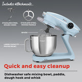  Instant 7.4-qt Stand Mixer Pro Series, Ice Blue with text includes stainless steel dough hook and mixing paddle