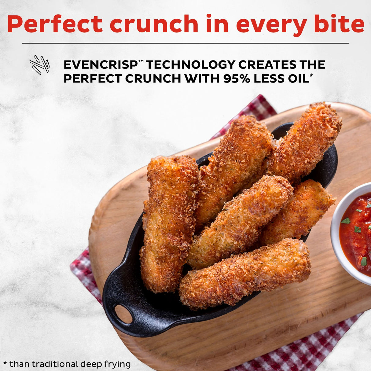  Instant Vortex Plus 10-quart Air Fryer Oven with text Perfect crunch in every bite