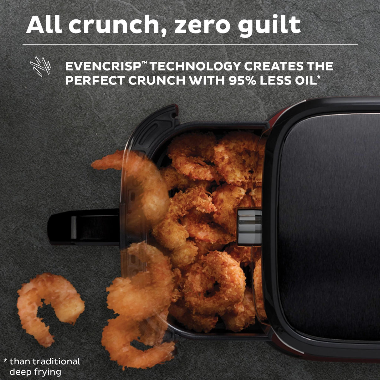  Instant™ Vortex™ 6-quart Air Fryer with text All crunch, zero guilt