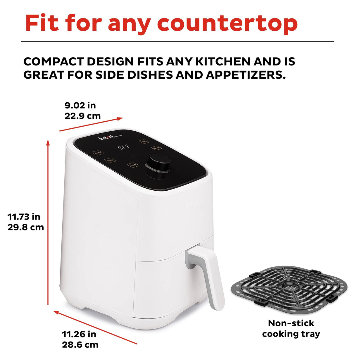  Instant™ Vortex™ Mini 2-quart Air Fryer, White with text Fit for any countertop