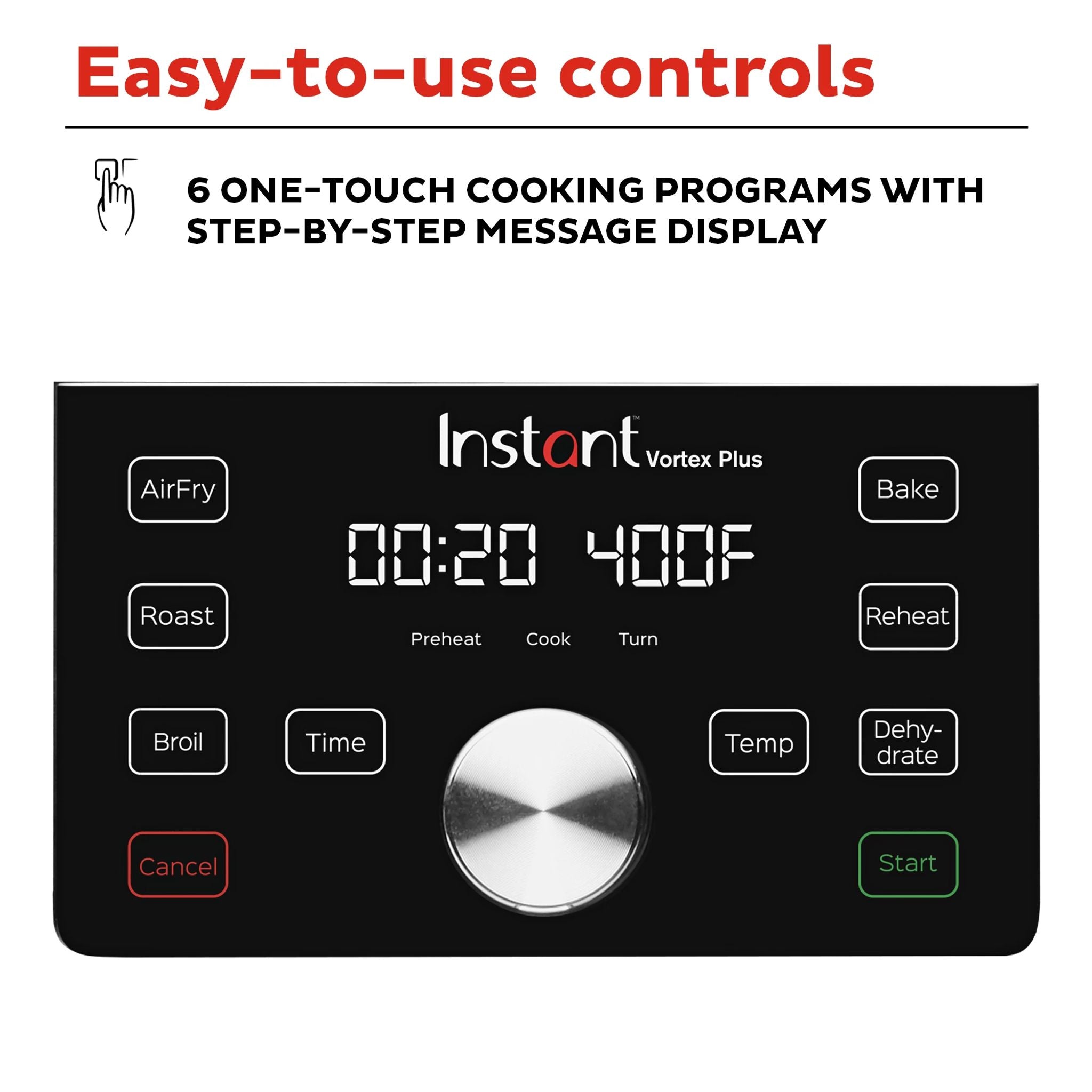  Instant™ Vortex™ Plus 6-quart Air Fryer with text easy to use controls
