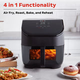  Instant Vortex 5-qt Air Fryer with ClearCook with text 4-in-1 functionality air fry, roast, bake &amp; reheat