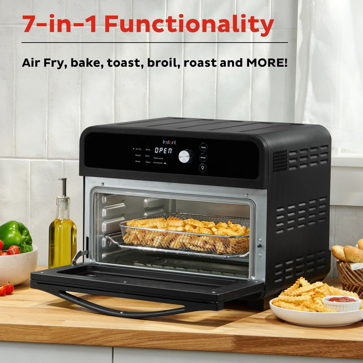  Instant Omni™ Pro 18L Toaster Oven with text 7 in 1 Functionality