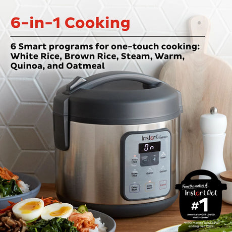  Instant Zest 8-cup Rice &amp; Grain Cooker 6-in-1 cooking smart programs for 1-touch cooking and text Instant Pot #1 multicooker