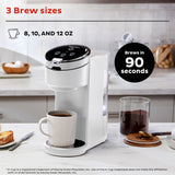  Instant Solo White Single Serve Coffee Maker with text 3 brew sizes