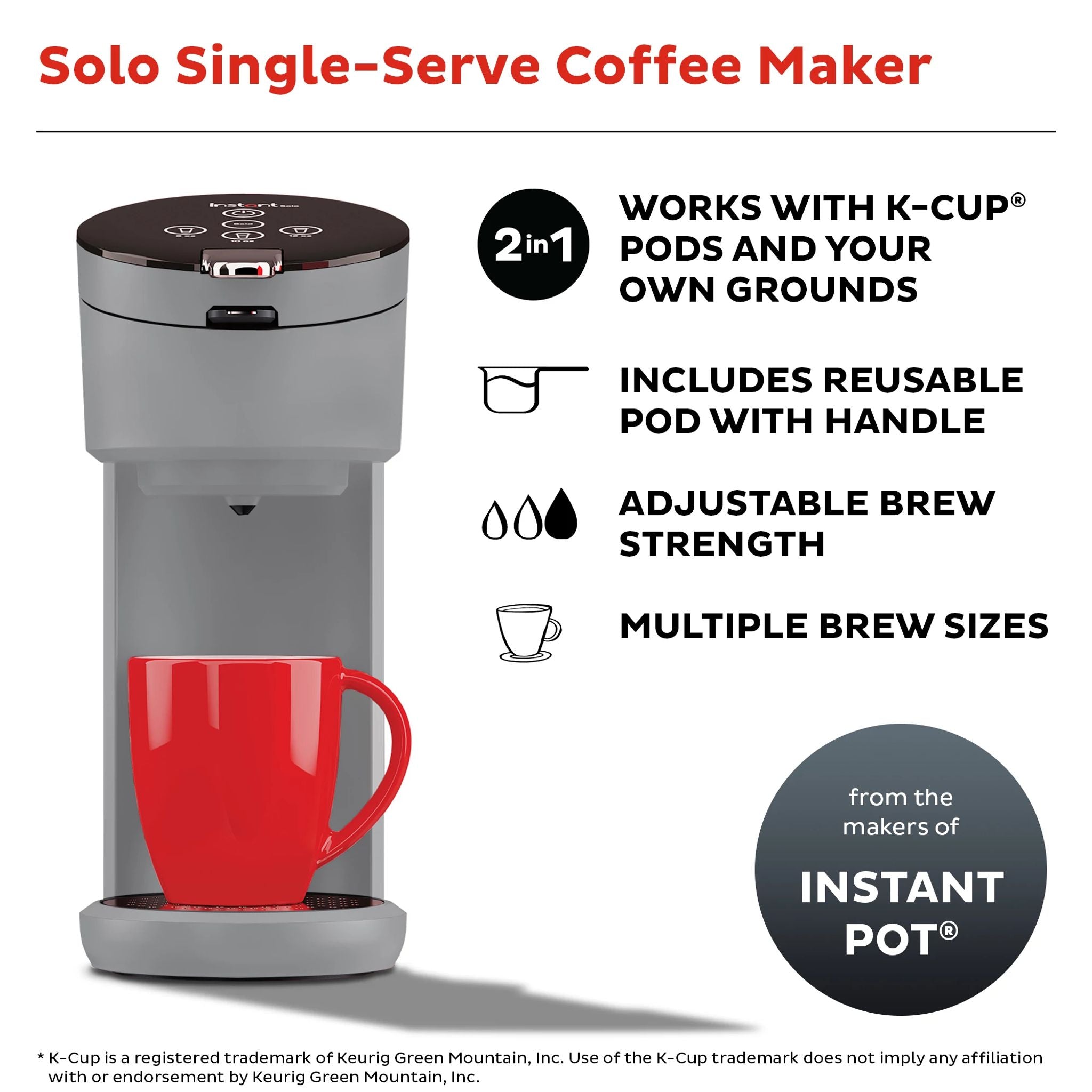 Instant Pot Solo Single Serve Coffee Maker Gray