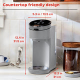  Instant Gray Solo Single Serve Coffee Maker with text coutertop friendly design